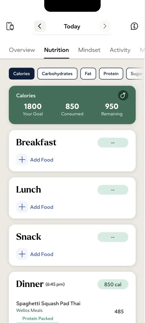 Wellos mobile app with video content.